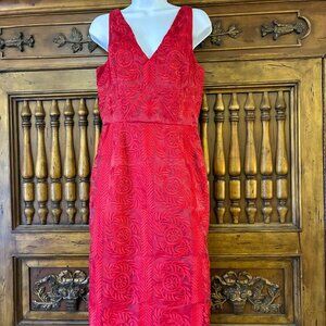 NWT Finders Keepers Women's Red Sleeveless Floral Embroidered Spectrum Dress Med